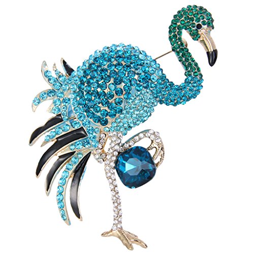 EVER FAITH Women's Austrian Crystal Enamel Flamingo Brooch Gold-Tone