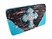Deep Forest Camouflage Rhinestone Cross Purse/Wallet Set Turquoise Blue Trim