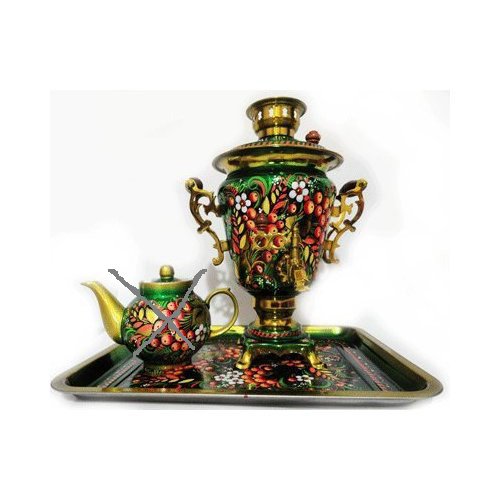 "Hand-painted Electric Samovar ""Rowanberry"" with Metal Ttray" "Hand-painted Electric Samovar ""Rowanberry"" with Metal Ttray"