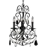 Midnight Waltz Candle Chandelier in Black Lacquer with Optional Shade