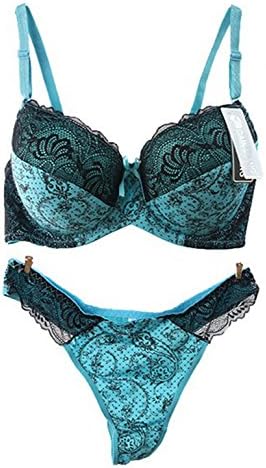 Jemmou Underwear 34-42 D DD E Large Cup Women Push Up Print Bra Sets Red Lingerie Set Appliques bracelet Sexy Underwear Bra Panty Sets Intimates Sky Blue34
