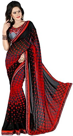Fab Ikshvaku Panas Super Women's Georgette Saree with Dual Embroidery Blouse