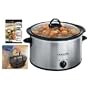 Rival SCR409-SS 4-Quart Slow Cooking Crock Pot Cooker w/ Travel Bag & Cookbook, Stainless Steel