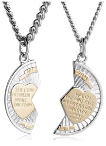 Sterling Silver and Stainless Steel Mizpah Medal Necklace, 20