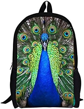 Women Girls Travel Satchel Backpack Owl Cat Rucksack Shoulder Bookbag School Bag Color: Peacock