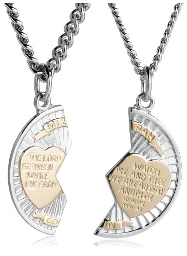 Sterling Silver and Stainless Steel Mizpah Medal Necklace, 20" and 24"