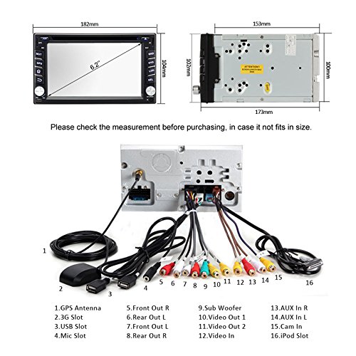 Pumpkin 6.2 inch Android 4.4 KitKat Double Din In Dash Capacitive HD Multi-touch Screen Car DVD Player GPS Navigation Stereo AM/FM Radio Support Bluetooth/SD/USB/ipod/AV-IN/OBD2/3G/Wifi/DVR With Free Backup Rear View Camera
