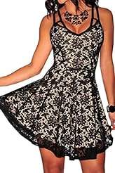 Illusion Lace Babydoll Polyester/Spandex  Dress