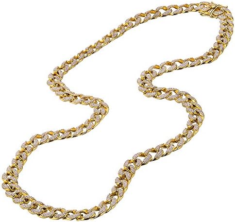 Rappers Style 30" 11 MM Sterling Silver 14k Gold Finish Miami Cuban CZ Chain