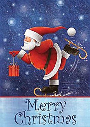 Skating Santa Christmas House Flag
