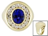 14K Yellow Gold Man's Tanzanite and Diamond Ring