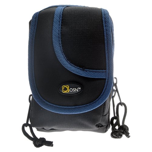 OSN DC-124 Black with Blue Trim Digital Camera Case for Canon Powershot A590 IS, A650 IS, A720 IS, A1000 IS, A1100 IS, A2000 IS, A2100 IS, SX100 IS, SX110 IS, SX120 IS, SX200 IS, G7, G9, G10, G11, S90 & TX1 Digital Cameras