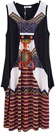 Delelisi Women Plus Size Causal Loose Style Sleeveless Dress Black Size XX-Large