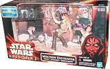 Star Wars Episode 1 The Phantom Menace Movie Scene Action Figure Playset - Mos Espa Encounter with Sebulba, Jar Jar Binks and Anakin Skywalker Figure Plus CommTech Chip and Display Base