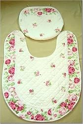 Shabby Chic "Judy Rose" Quilted Bathroom 3pc Mat Set-b