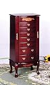 Queen Anne Style Mahogany Finish Deluxe Jewelry Armoire