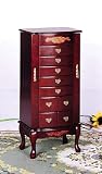 Queen Anne Style Mahogany Finish Deluxe Jewelry Armoire