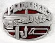 Plumber (Occupation) Maroon Red Enamel Pewter Buckle