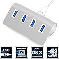 Sabrent Premium 4 Port Silver Aluminum USB 3.0 Hub (30" cable) for iMac, MacBook, MacBook Pro, MacBook Air, Mac Mini, or any PC [Silver] (HB-MAC3)