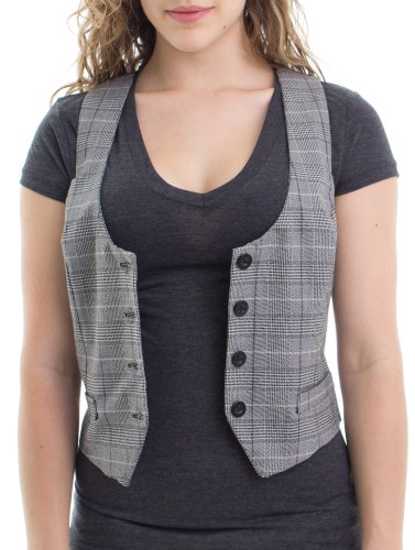 Ragstock Women's Plaid Button Up Vest Top