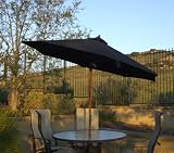 9ft Wooden Market Umbrella Rotating Tilt Olefin Black