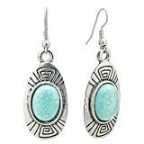 Pugster Retro Oval Turquoise Dangle Earrings Gift