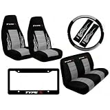 8 Piece Type X Auto Interior Racing Set - Universal Fit High Back Bucket Seat Covers... 