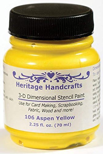 Heritage Handcrafts 3-D Dimensional Stencil Paint - Aspen Yellow - Paste 2.25 Oz.