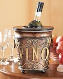 Pack of 2 Rustic Copper "Vino" with Grapevine Design Wine Chillers 8.75"