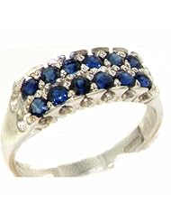 High Quality 925 Solid Sterling Silver Genuine Natural Sapphire Band Ring - Finger Sizes 4 to 12 Available