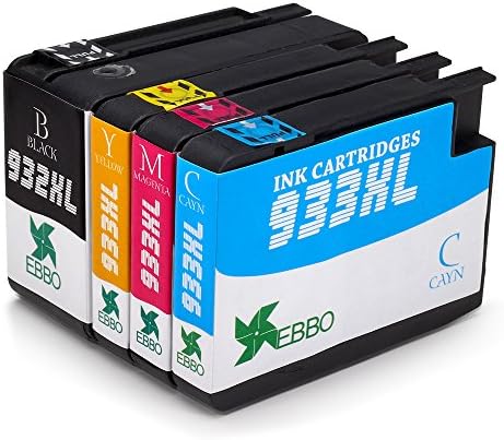 EBBO Replacement for HP 932XL 933XL Ink Cartridges High Yield 4 pack(1 Black 1 Cyan 1 magenta 1 Yellow) Compatible with HP Officejet 6700 Premium 6600 6100 7612 7510 7110 7610