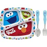 Zak! Designs Kids Dinnerware Set Includes 3-section Plate, Fork and Spoon Featuring Graphics from Se
