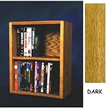 IMAGE OF Solid Oak CD DVD/VHS Combo Wall Floor or Shelf Mount Cabinet - Holds 52 DVDs or 24 VHS (Dark Oak) (18