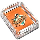 Image Baltimore Orioles Glass Ashtray - Dimensions 3 Inch x 4 Inch - Simulated Black Velvet Botton