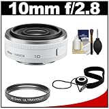 Nikon 1 10mm f/2.8 Nikkor Lens (White) with UV Filter + Cleaning & Accessory Kit