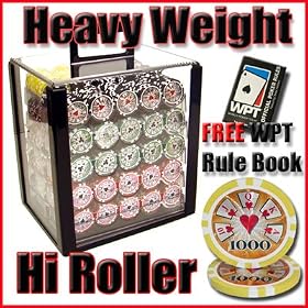 1000 Hi Roller Acrylic Poker Chip Set with Free WPT Rule Book. 14 Gram Heavy Weighted Poker Chips.