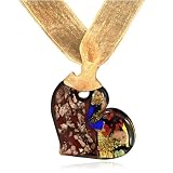 Deep Red And Gold Heart Murano Glass