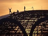 Construction Workers On Dome Of Swimming Pool At Sunset Qinhuangdao Artists Photographic Poster Print 36x48