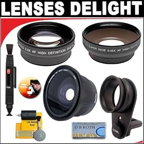 .42x HD Super Wide Angle Fisheye Lens + 2x Digital Telephoto Professional Series Lens + 0.5x Digital Wide Angle Macro Professional Series Lens + Lenspen Cleaning System + Deluxe DB ROTH Accessory Kit For The Canon Powershot SD950, SD900, SD890, SD880, SD870, SD850, SD800, SD790, SD700, SD40 Digital Cameras