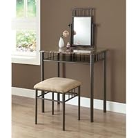 Monarch Specialties Bronze Metal and Cappuccino Marble Vanity Set, 2-Piece