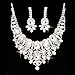 Accessoriesforever Bridal Wedding Prom Jewelry Set Crystal Rhinestone Luxurious Dazzle Necklace Silver