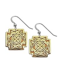 14K Yellow Gold Celtic Dragon Heart Earrings. Made in USA.