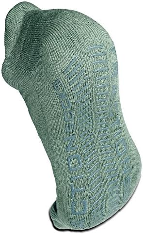 TractionSocks Non-Slip Non-Skid Organic Cotton Grip Socks (Medium, Washed Olive)
