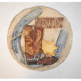 WESTERN cowboy Boot STEPPING stone garden WALL DECOR from Garden Shoes