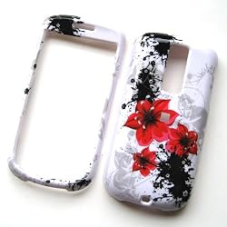 HTC myTouch 3G (NOT 3.5mm jack) (not G2) T-Mobile Snap-on Protector Hard Case Image Cover "Artistic Red Flowers" Design