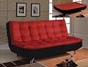 Red and Black Modern Tufted Futon Sofa Bed