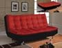 Red and Black Modern Tufted Futon Sofa Bed