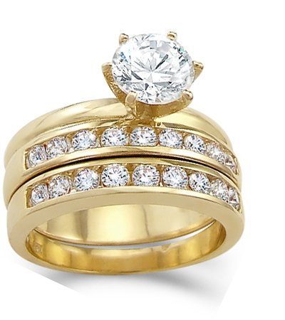 CZ Engagement Rings Wedding Set 14k Yellow Gold Bridal (2.50 Carat)