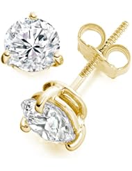0.63 Carat D/VVS2 Round Brilliant Certified Diamond Solitaire Stud Earrings in 18k Yellow Gold