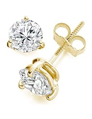 0.56 Carat E/VVS1 Round Brilliant Certified Diamond Solitaire Stud Earrings in 18k Yellow Gold